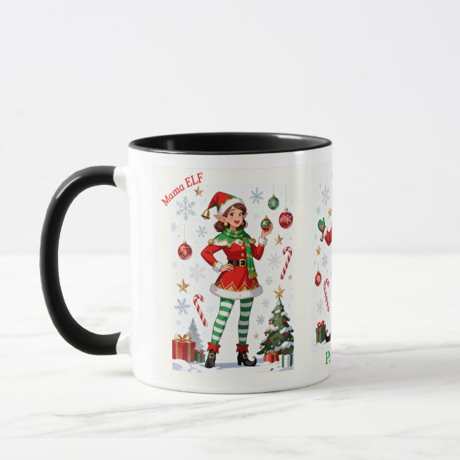 Mama Elf Mug – Cute Holiday Christmas Coffee cup Mugg (Vänster)