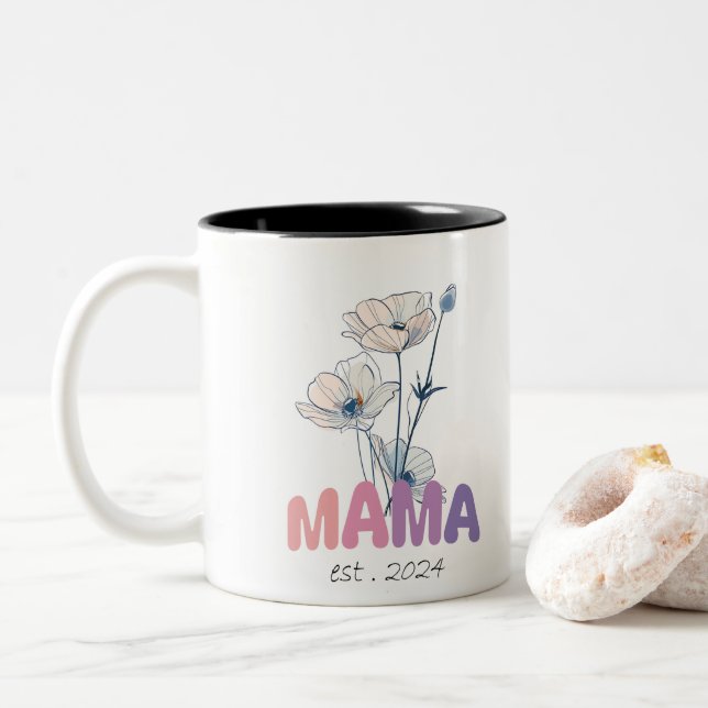 Mama Est 2024 Mothers Day Två-Tonad Mugg (Med munk)