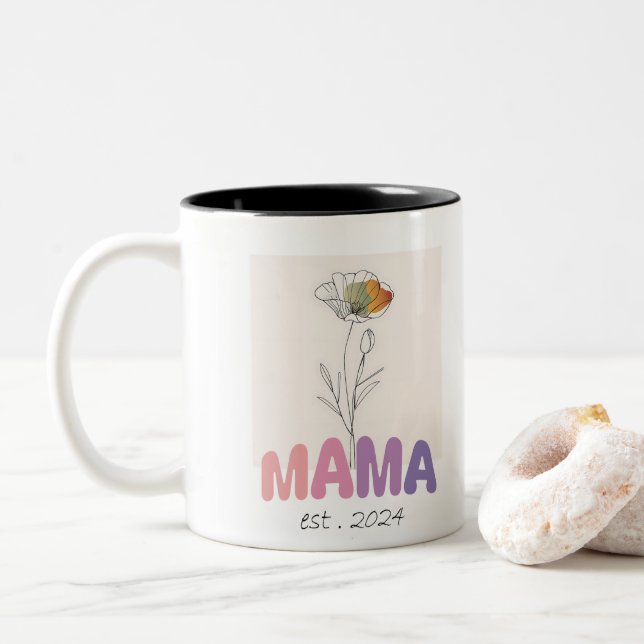 Mama Est 2024 Mothers Day Två-Tonad Mugg (Med munk)