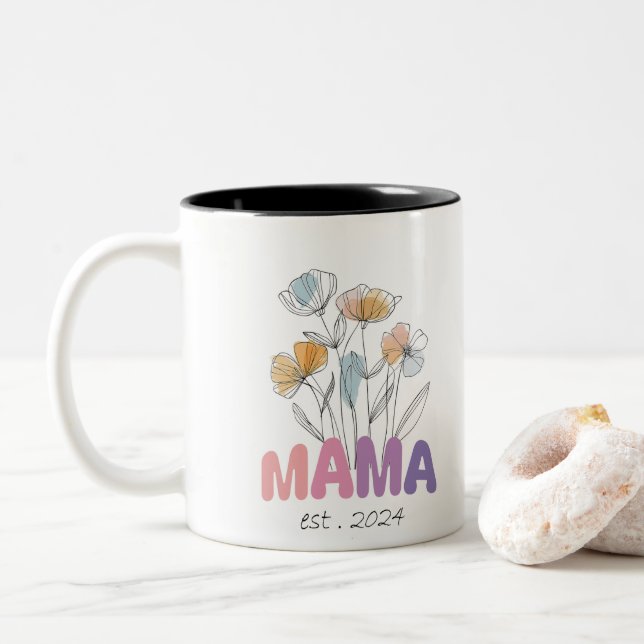 Mama Est 2024 Mothers Day Två-Tonad Mugg (Med munk)