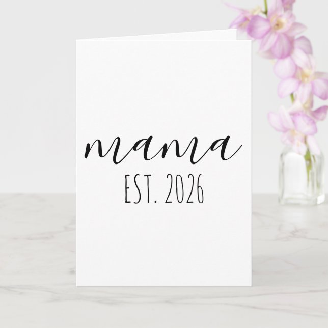 Mama Est. 2026 Mom To Be Minimalist Personalized  Kort (Orkide)