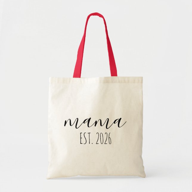 Mama Est. 2026 Mom To Be Minimalist Personalized  Tygkasse (Framsidan)