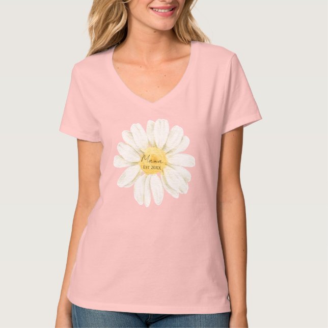 Mama Est - Daisy V-neck T Shirt (Framsida)