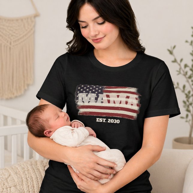 MAMA Est. Year American Flag T Shirt (Skapare uppladdad)