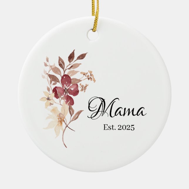 Mama Est. Year – New Mama Milestone Julgransprydnad Keramik (Framsidan)