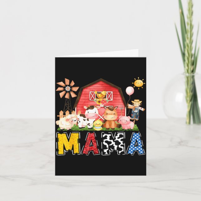 Mama Farm Cow Birthday Boy Matching Family Party  Kort (Framsida)