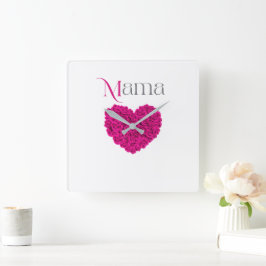 Mama Floral Beautiful Mother’s Day, Birthday Gift Fyrkantig Klocka
