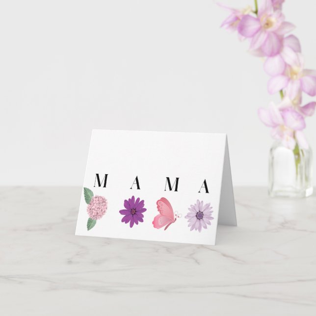 MAMA Floral Butterfly, Mothers Day Card Kort (Orkide)