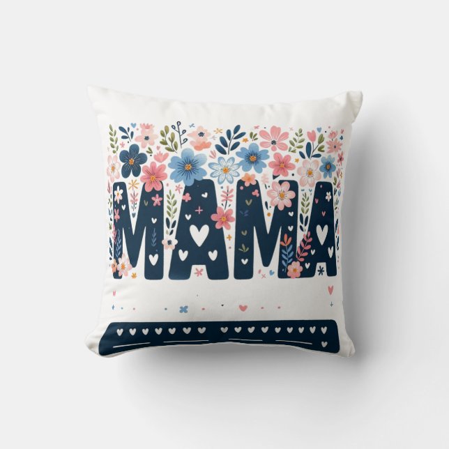Mama Floral Heart – Boho Chic Mom Design Kudde (Framsida)