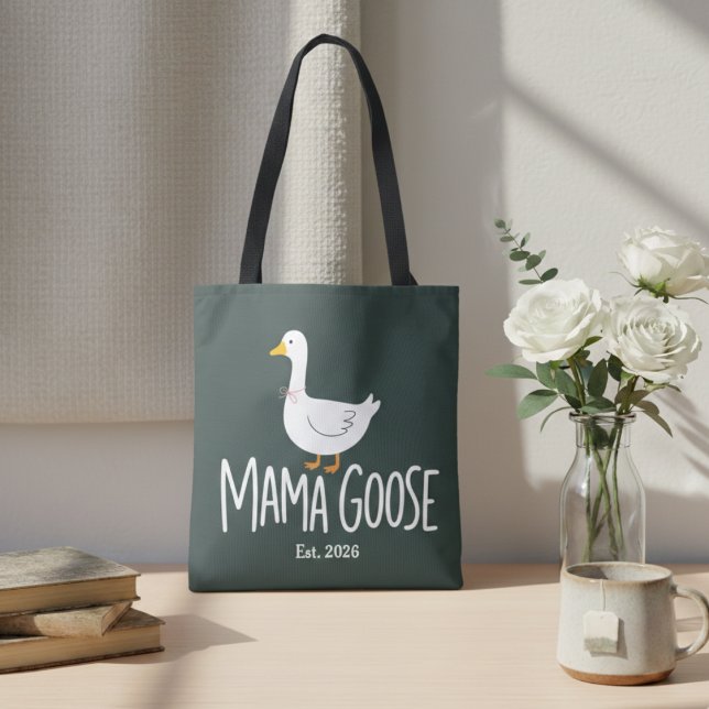 Mama Goose Minimalistisk Söt Mama Illustration Tygkasse (Skapare uppladdad)
