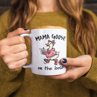 Mama Goose on the Loose Funny Mom Goose Cartoon Kaffemugg