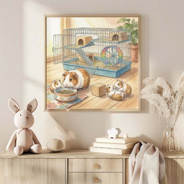 Mama Guinea Pig and Pups Nursery Poster (Skapare uppladdad)