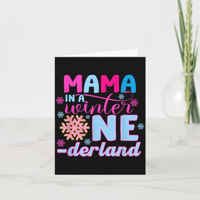 Mama In A Winter Onederland Bday Girl Sweet Snowfl Kort (Framsida)