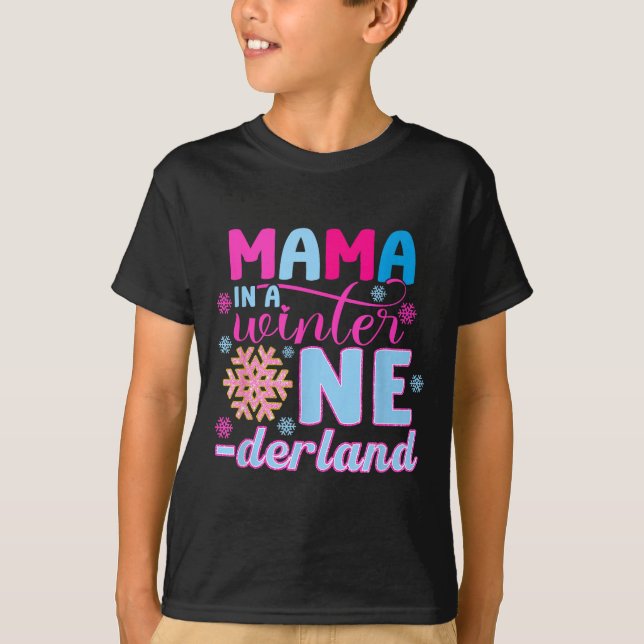 Mama In A Winter Onederland Bday Girl Sweet Snowfl T Shirt (Framsida)