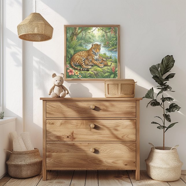 Mama Jaguar och ungar Nursery Poster (Skapare uppladdad)