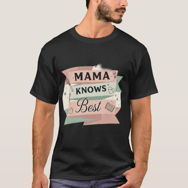 Mama Knows Best Retro Kitchen & Wisdom T Shirt (Framsida)