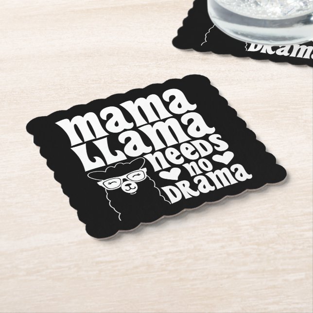 Mama Lama Behöver Ingen Drama Rolig Mors Dag Underlägg Papper (Vinklad)