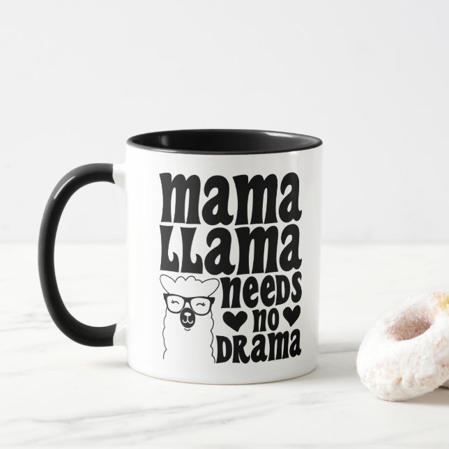 Mama Lama Behöver Ingen Drama Sarksastisk Mor Cool Mugg (Med munk)