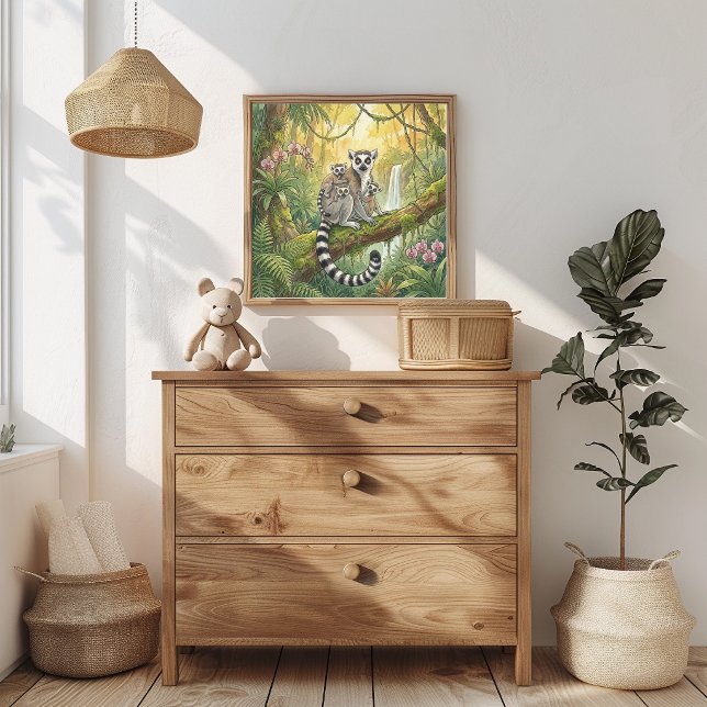 Mama Lemur and Babies Nursery Poster (Skapare uppladdad)