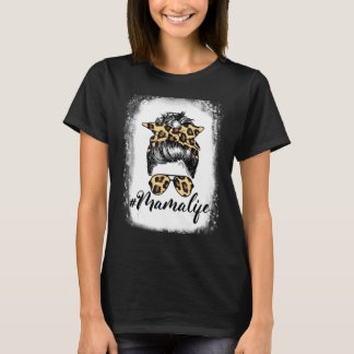 Mama Life Leopard Messy Bun Mama Life Bleached Tee