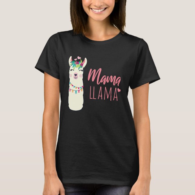 Mama llama  Mother Parent T Shirt (Framsida)
