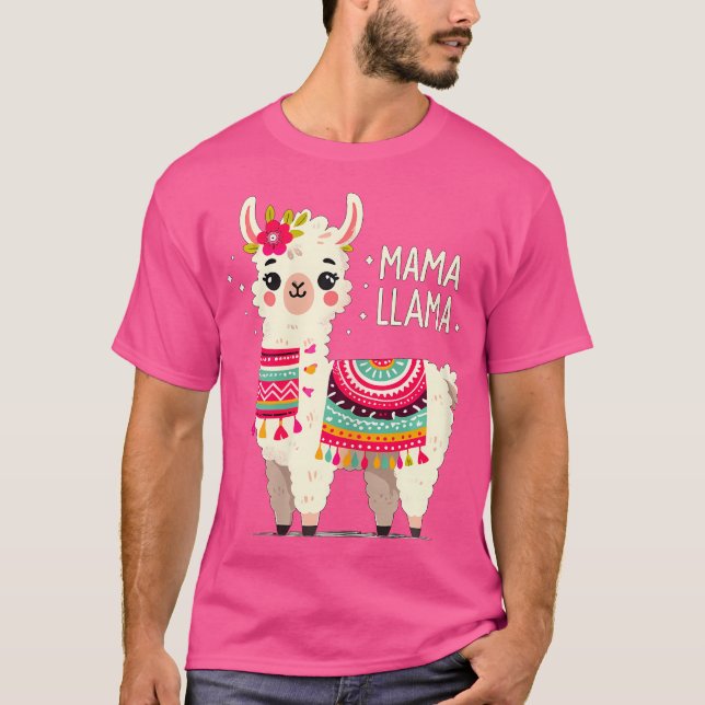Mama Llama Mother'S Day Birthday Party Mom Alpaca  T Shirt (Framsida)