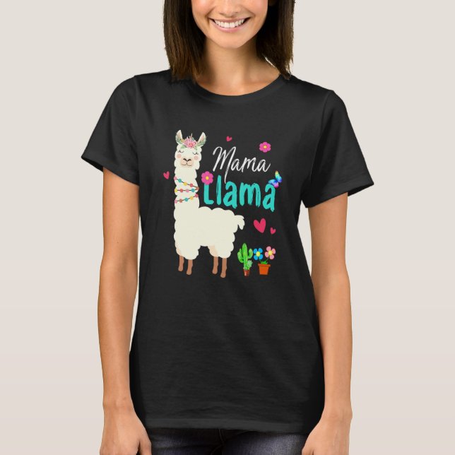 Mama Llama Mother's Day Women Mom Birthday T Shirt (Framsida)