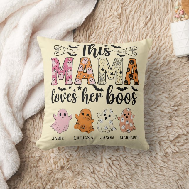 Mama Loves Her Boos Spooky Personalized Halloween Kudde (Filt)