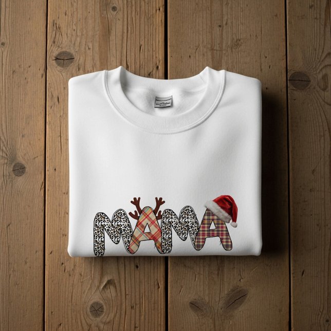 Mama Merry Christmas Leopard & Plaid Holiday Shirt T (Skapare uppladdad)