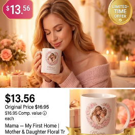 Mama — Mitt första hem | Blommor för mor och dotte Kaffemugg