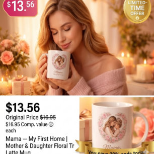 Mama — Mitt första hem Mor & Dotter Blommig Tr Jumbo Mugg