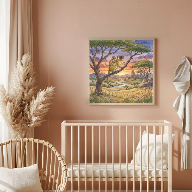 Mama Monkey och Baby Nursery Poster (Skapare uppladdad)