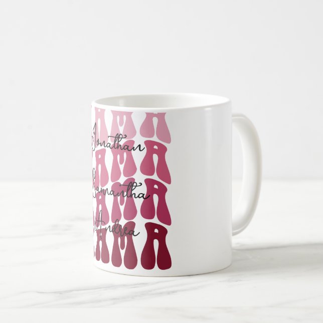 Mama Mors dag Anpassade Barns Namn Groovy Retro Kaffemugg (Framsida höger)