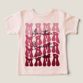 Mama Mors dag Anpassade Barns Namn Groovy Retro T Shirt