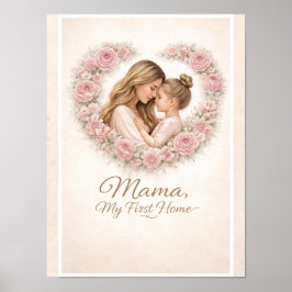 Mama — My First Home | Mother & Daughter Floral Tr Poster