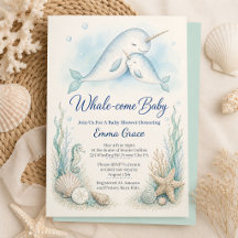 Mama Narwhal Mysig Baby Shower Inbjudan