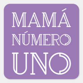 Mamá Número Uno Modern Geometric Font on Violet Fyrkantigt Klistermärke