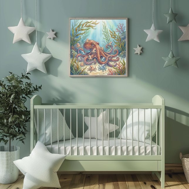Mama Octopus and Babies Nursery Poster (Skapare uppladdad)