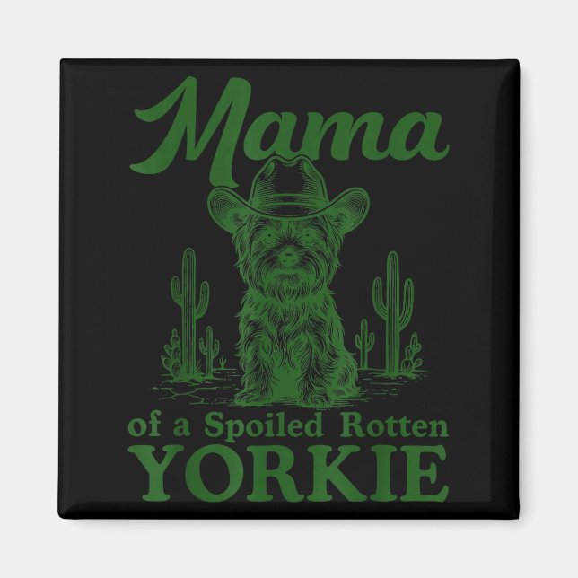 Mama Of A Siled Rotten Yorkie Western Cowboy Dog L Magnet (Framsidan)