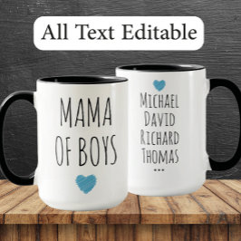 Mama of Boys Custom Names - Heartfelt Gift for Mom Mugg