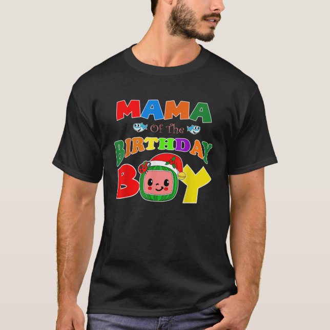 Mama Of The Birthday Boy Funny Melon Family Matchi T Shirt (Framsida)
