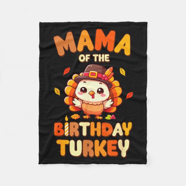 Mama Of The Birthday Turkey Family 1st Birthday Bo Fleecefilt (Framsidan)