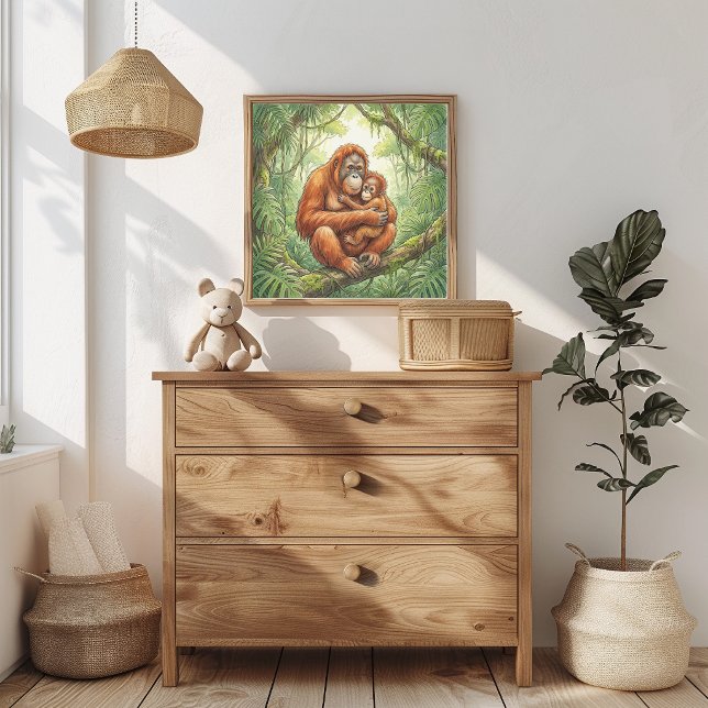 Mama Orangutan och barnkammare Poster (Skapare uppladdad)