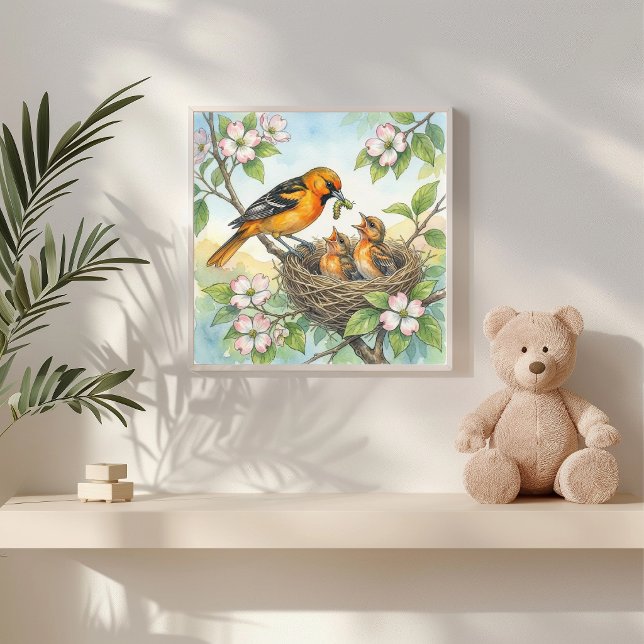 Mama Oriole and Chicks Nursery Poster (Skapare uppladdad)