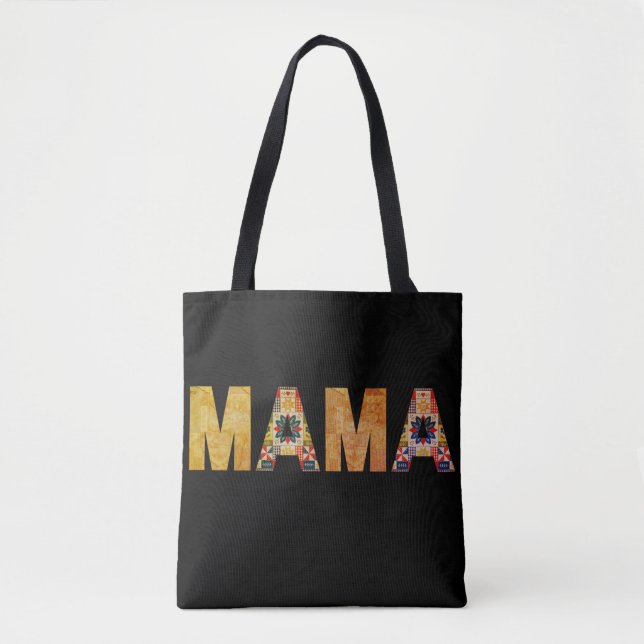 Mama Patchwork Typografi Design Tygkasse (Framsida)