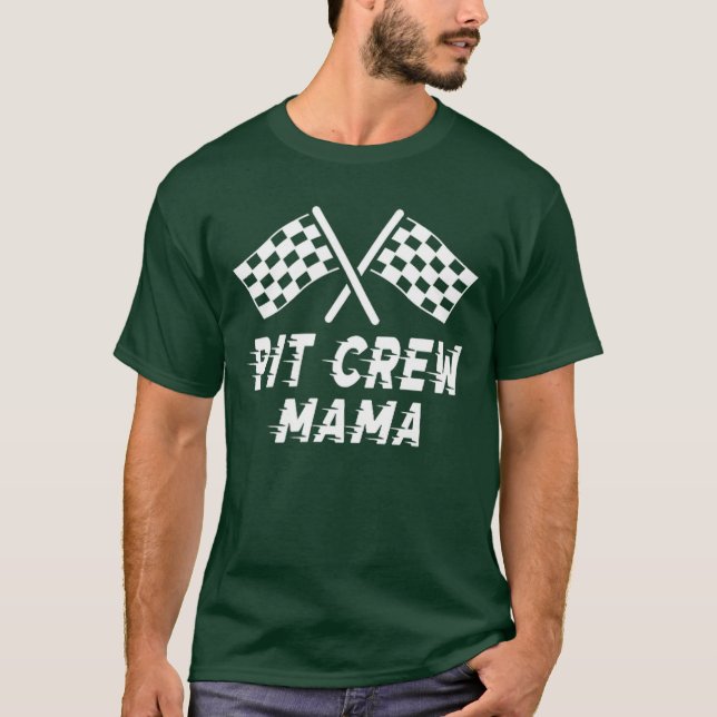 Mama Pit Crew Födelsedagsfest Kostym För Tävling T Shirt (Framsida)