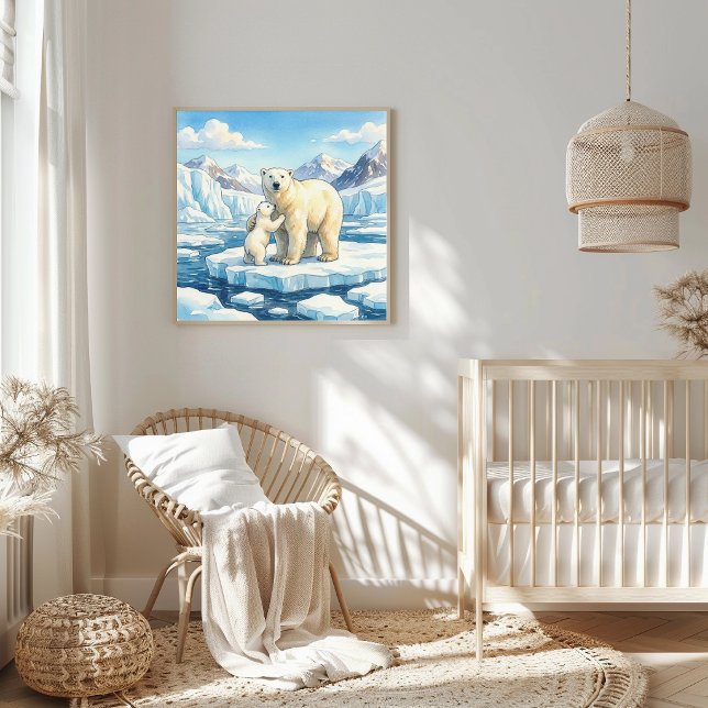 Mama Polar Bear and Cub Nursery Poster (Skapare uppladdad)