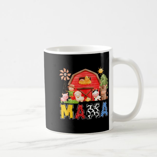 Mama Red Farm Cow Birthday Boy Matching Family Par Kaffemugg (Höger)
