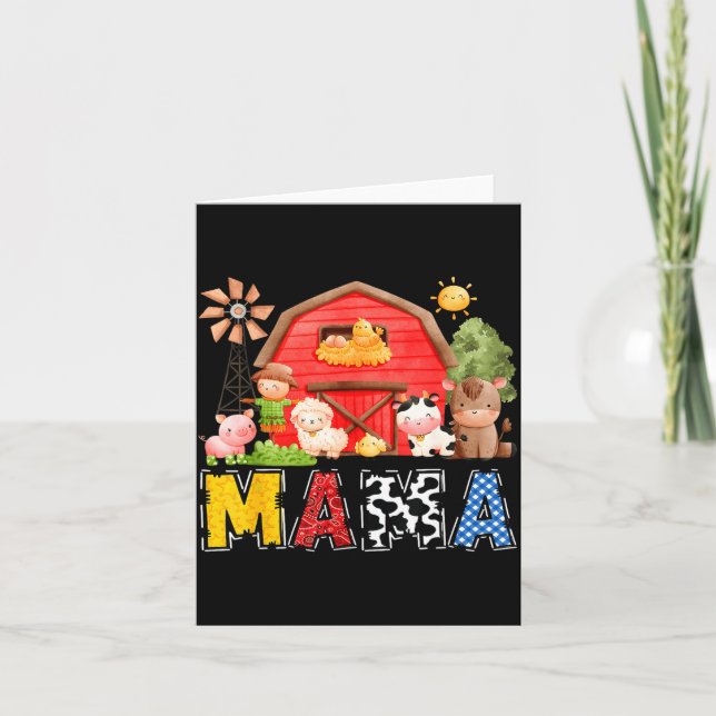 Mama Red Farm Cow Birthday Boy Matching Family Par Kort (Framsida)