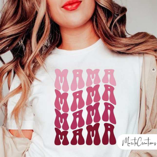 Mama Retro Lettering, Wavy Text, Mother's Day T Shirt (Skapare uppladdad)